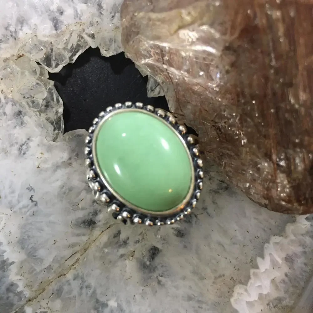 Carolyn Pollack Southwestern Style Sterling Silver Oval Variscite Decorated Ring